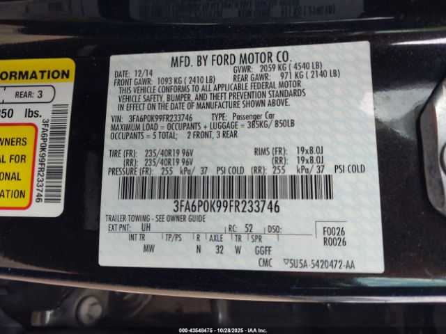 2015 FORD FUSION 3FA6P0K99FR233746 Photo 8