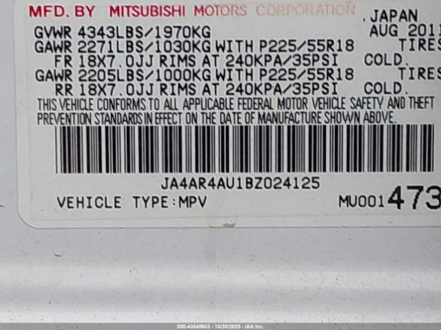 2011 MITSUBISHI OUTLANDER SPORT JA4AR4AU1BZ024125 Photo 8
