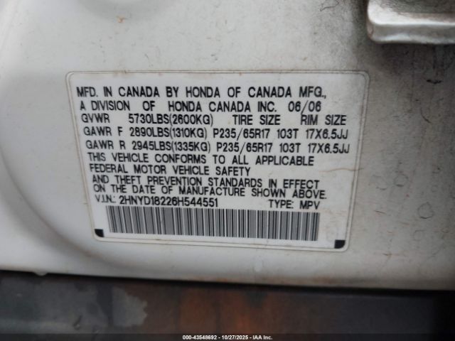 2006 ACURA MDX 2HNYD18226H544551 Photo 8