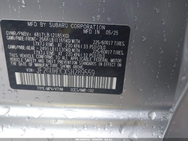2025 SUBARU CROSSTREK JF2GUHDCXSH289559 Photo 8