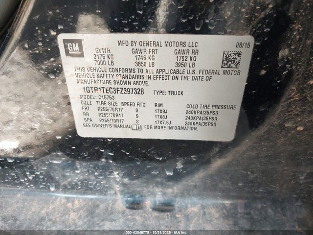 1GTR1TEC3FZ397328 GMC SIERRA 1500