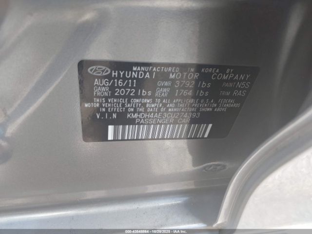 2012 HYUNDAI ELANTRA KMHDH4AE3CU274393 Photo 8