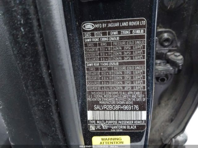 2015 LAND ROVER RANGE ROVER EVOQUE SALVR2BG8FH969176 Photo 8