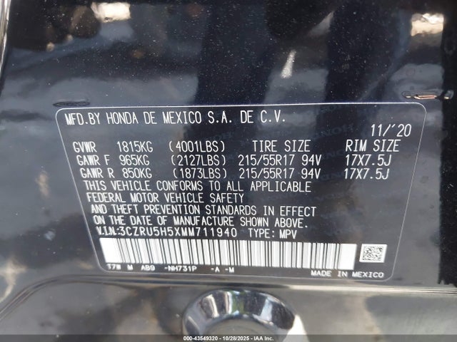 2021 HONDA HR-V 3CZRU5H5XMM711940 Photo 8