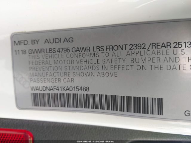 2019 AUDI A4 WAUDNAF41KA015488 Photo 8