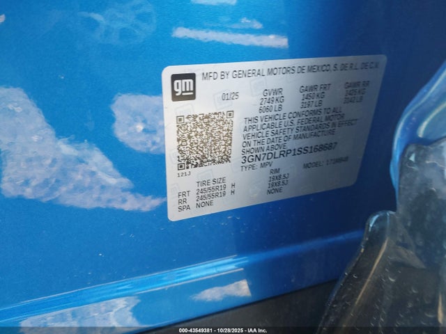 3GN7DLRP1SS168687 Chevrolet Equinox Ev Lt