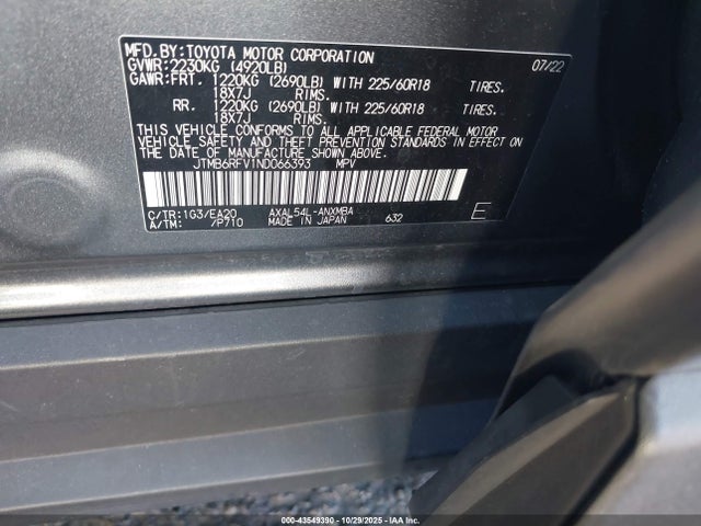 JTMB6RFV1ND066393 Toyota Rav4 Hybrid Xle Premium