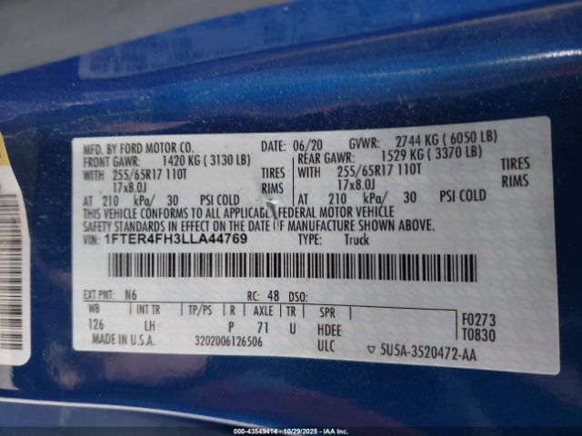 2020 FORD RANGER 1FTER4FH3LLA44769 Photo 8