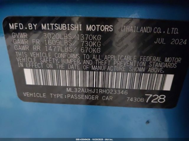 2024 MITSUBISHI MIRAGE ML32AUHJ1RH023346 Photo 8