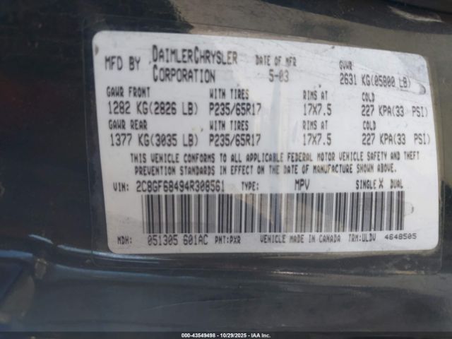2004 CHRYSLER PACIFICA 2C8GF68494R308561 Photo 8