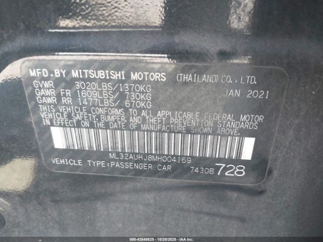 2021 MITSUBISHI MIRAGE ML32AUHJ8MH004169 Photo 8