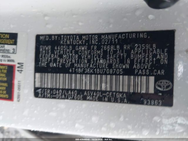 2011 TOYOTA CAMRY 4T1BF3EK1BU708705 Photo 8
