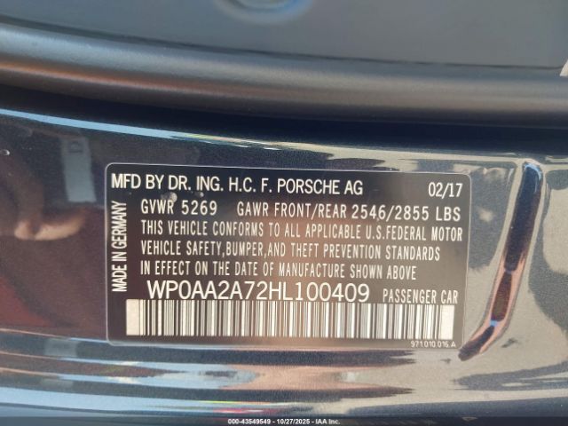 2017 PORSCHE PANAMERA WP0AA2A72HL100409 Photo 8