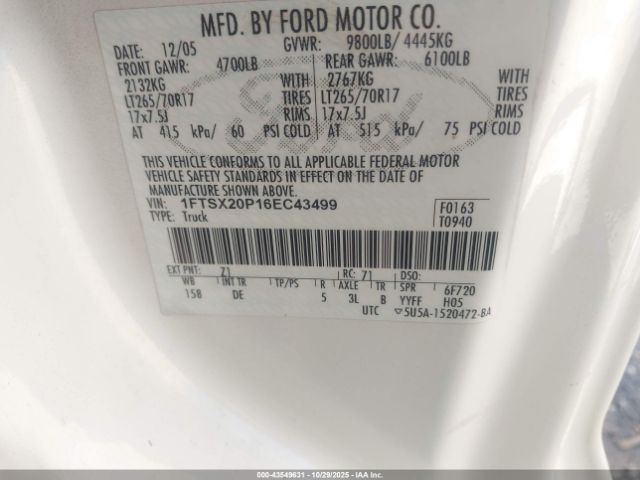 2006 FORD F-250 1FTSX20P16EC43499 Photo 8