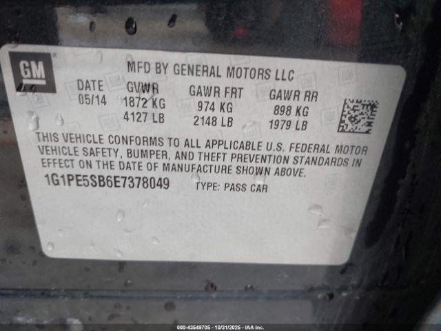 2014 CHEVROLET CRUZE 1G1PE5SB6E7378049 Photo 8