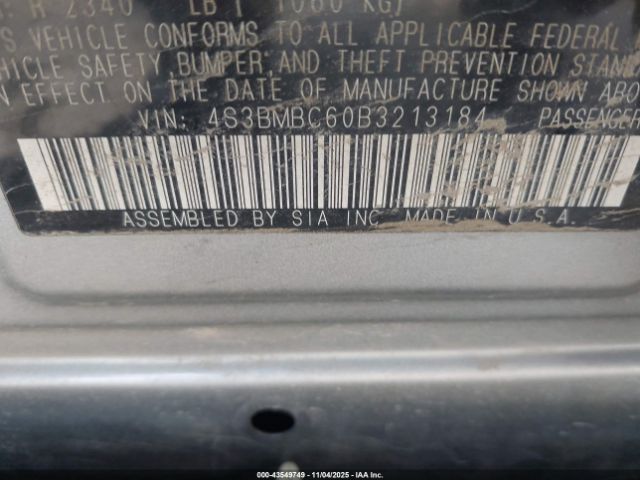 2011 SUBARU LEGACY 4S3BMBC60B3213184 Photo 8