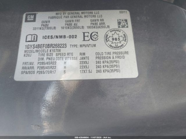 2011 CADILLAC ESCALADE 1GYS4BEF0BR268223 Photo 8