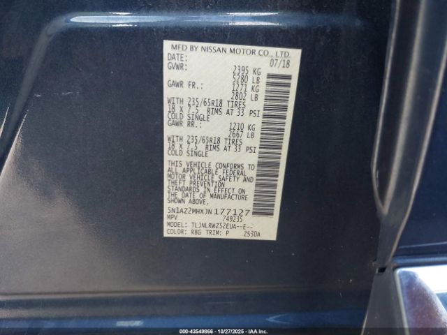 2018 NISSAN MURANO 5N1AZ2MHXJN177127 Photo 8