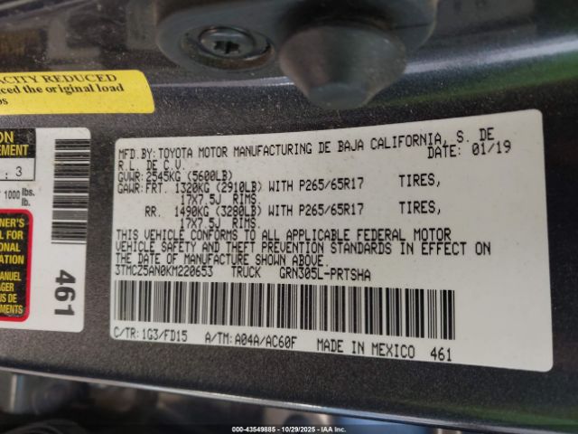 2019 TOYOTA TACOMA 3TMCZ5AN0KM220653 Photo 8