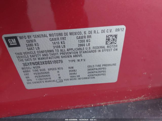 2013 CADILLAC SRX 3GYFNDE3XDS518079 Photo 8