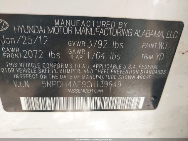 2012 HYUNDAI ELANTRA 5NPDH4AE9CH139949 Photo 8