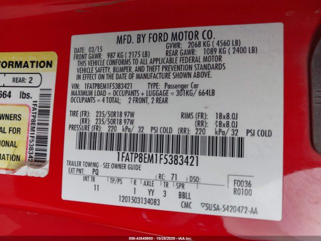 2015 FORD MUSTANG 1FATP8EM1F5383421 Photo 8