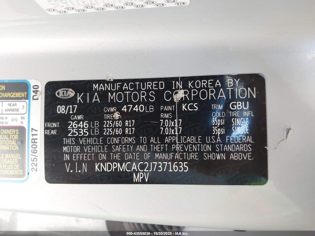 2018 KIA SPORTAGE KNDPMCAC2J7371635 Photo 8