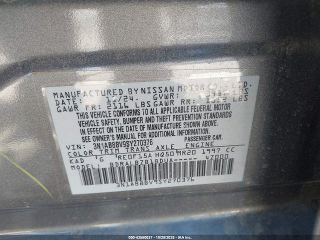 3N1AB8BV9SY270376 Nissan SENTRA S