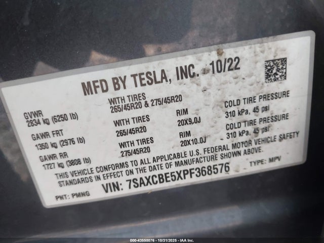 2023 TESLA MODEL X 7SAXCBE5XPF368576 Photo 8