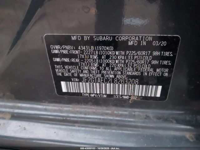 2020 SUBARU CROSSTREK JF2GTAEC2L8263208 Photo 8
