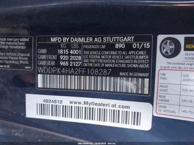 2015 MERCEDES-BENZ SLK 250 WDDPK4HA2FF108287 Photo 8