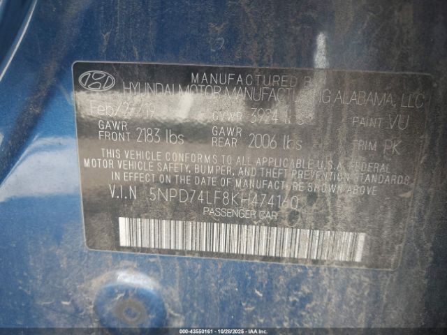 2019 HYUNDAI ELANTRA 5NPD74LF8KH474160 Photo 8