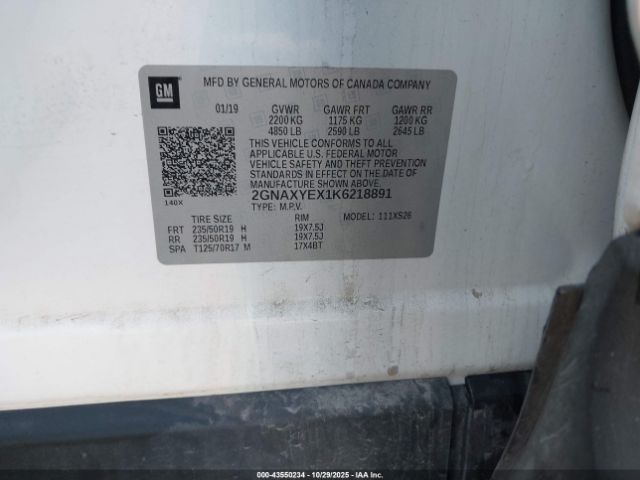 2019 CHEVROLET EQUINOX 2GNAXYEX1K6218891 Photo 8