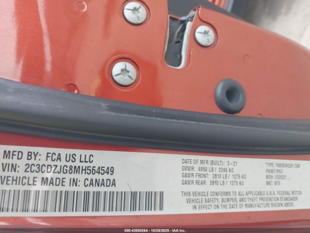 2021 DODGE CHALLENGER 2C3CDZJG8MH564549 Photo 8