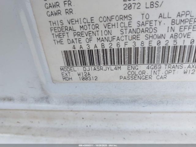 2008 MITSUBISHI GALANT 4A3AB26F38E025105 Photo 8