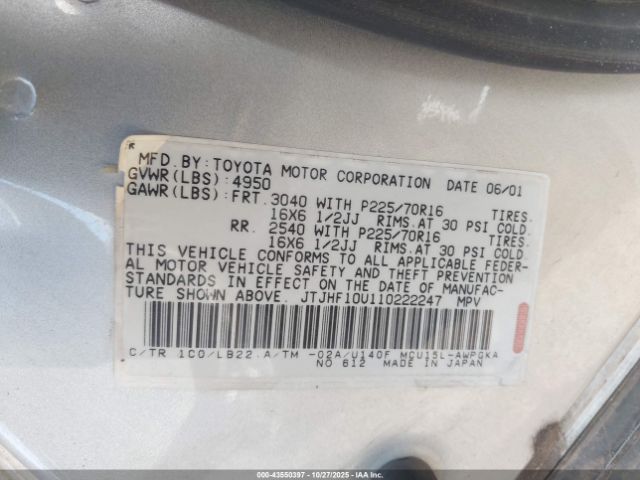 2001 LEXUS RX 300 JTJHF10U110222247 Photo 8
