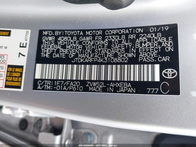 2019 TOYOTA PRIUS PRIME JTDKARFP4K3108802 Photo 8