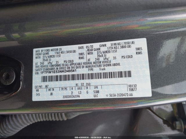 2022 FORD F-150 1FTFW1E53NKD49541 Photo 8