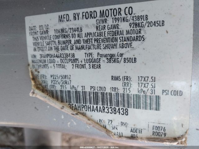 2010 FORD FUSION 3FAHP0HA4AR338438 Photo 8