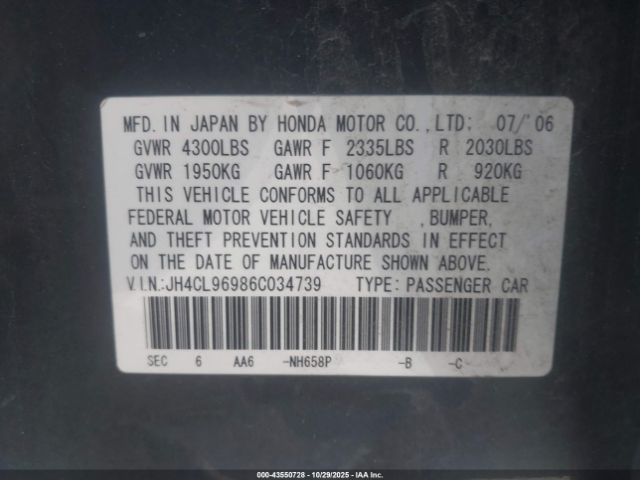 2006 ACURA TSX JH4CL96986C034739 Photo 8