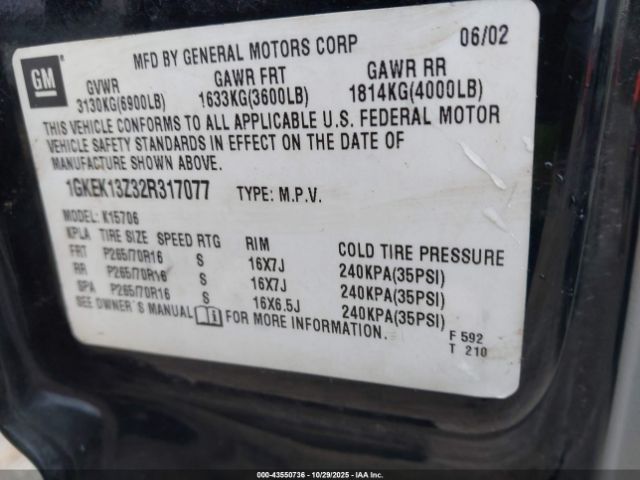 2002 GMC YUKON 1GKEK13Z32R317077 Photo 8