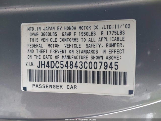 2003 ACURA RSX JH4DC54843C007945 Photo 8