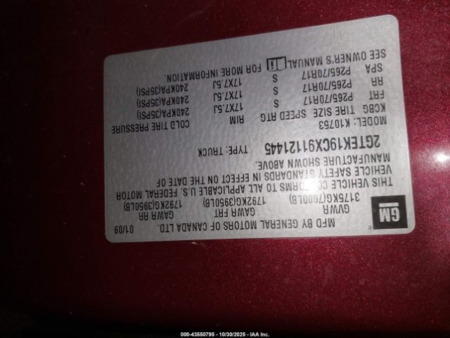 2009 GMC SIERRA 1500 2GTEK19CX91121445 Photo 8