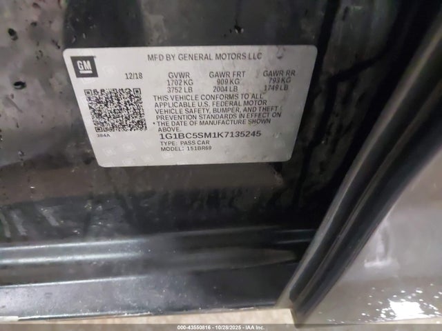 1G1BC5SM1K7135245 Chevrolet CRUZE LS