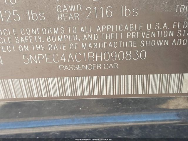 2011 HYUNDAI SONATA 5NPEC4AC1BH090830 Photo 8