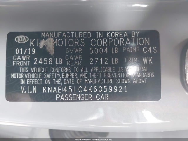 KIA Stinger Gt1 2019 KNAE45LC4K6059921 Image 9