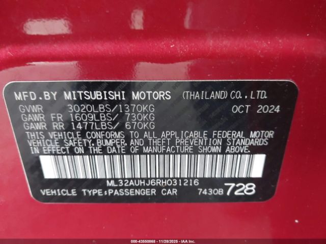 2024 MITSUBISHI MIRAGE ML32AUHJ6RH031216 Photo 8