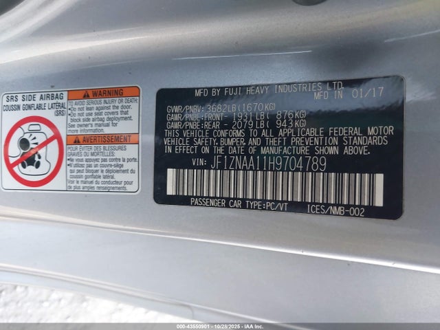 Aukcja sprzedaży 2017 Toyota 86, vin: JF1ZNAA11H9704789, numer aukcji: 43550901