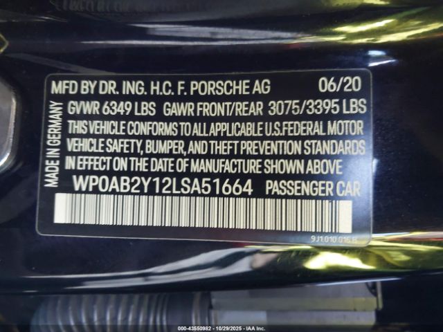 2020 PORSCHE TAYCAN WP0AB2Y12LSA51664 Photo 8