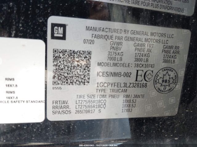 2020 CHEVROLET SILVERADO 1500 1GCPYFEL3LZ328168 Photo 8